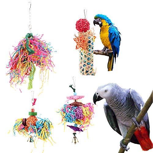 Vogelspielzeug, Buntes Papageien-Kletterspielzeug, Vogel-Hängekäfig, Kauspielzeug mit Glocke, Vogelkauen, Zerkleinern, Nahrungssuche, Vogelkäfig-Zubehör für Sittiche, von JOROBURO