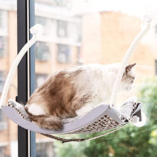 Katzen-Fenster-Hängematte mit Belüftetem Gitter-Design, Samt-Katzen-Hängematte, Fensterstange, Ideales Hängendes Katzenbett für Fenster, Perfektes Katzen-Fenster-Sitzstange für von JOROBURO