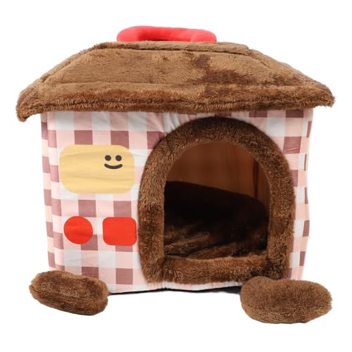 Katzenhaus, Weich, Bequem, Ausreichend Platz Im Innenraum, Tragbar, Niedliches Hundehüttenbett mit Cartoon-Motiv, Hundehütten-Bettmatte für Kleine, Mittelgroße und Große Hunde (L) von JOROBURO