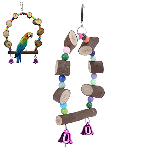 JOROBURO Papageien-Schaukelspielzeug, Hölzerne Papageien-Hängebrücke, Schaukel-Vogelkäfig-Spielzeug, Papageien-Kletter-Kauspielzeug, Vogelständer, Hängebrücke, Sitzstangen-Spielzeug für (S) von JOROBURO