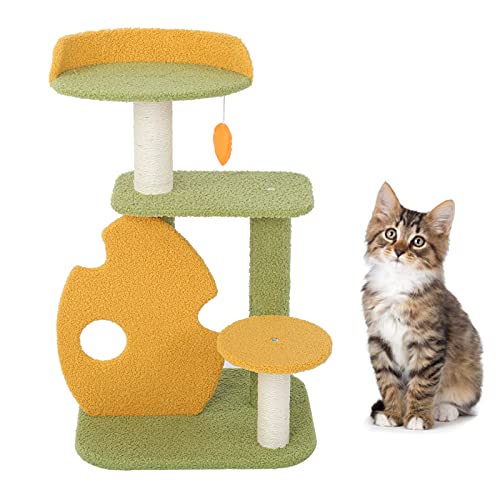 Rain Forest Katzen-Klettergerüst, Multifunktionaler, Stabiler Katzenstreu-Katzenbaum, Integriertes Villa-Katzenregal, Sitzstangen-Hängematte für Kätzchen, Katzen und Haustiere von JOROBURO