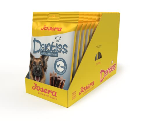 JOSERA Denties Poultry & Blueberry (13 x 7 Stück) | Adult | Premium Kaustangen für ausgewachsene Hunde | zur täglichen Zahnpflege | Kausnack Geflügel & Blaubeere | zuck- & getreidefrei | 91er Pack von Josera