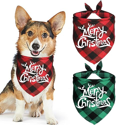 JOTFA 2 Stück Weihnachten Hund Bandanas, Urlaub Hund Welpen Weihnachten Bandana Schal Weihnachten Hund Kostüm für kleine, mittelgroße und große Hunde Haustiere von JOTFA