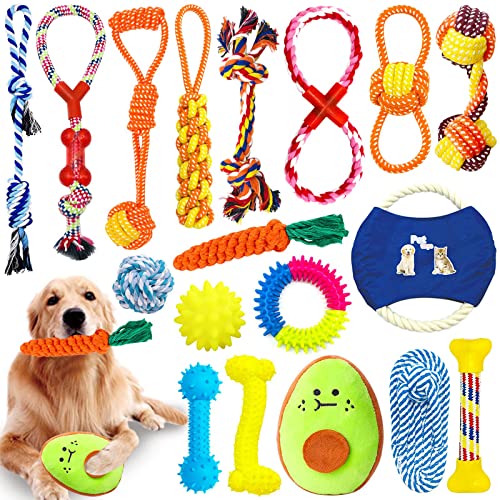 JOTOL Hundespielzeug Set,18pcs Welpenspielzeug,Interaktives Kauspielzeug Spielzeug aus Natürlicher Baumwolle und Gummi,Ungiftig und Geruchlos Robust,Geeignet für Kleine und Mittelgroße Hunde von JOTOL