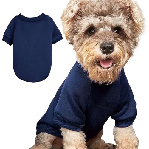 JOUHOI Welpenpullover für kleine Hunde, warm, Winterkatzenkleidung, Haustier-Sweatshirt, Strickwaren, Doggie Kitten Kleidung (Größe XL, Marineblau) von JOUHOI