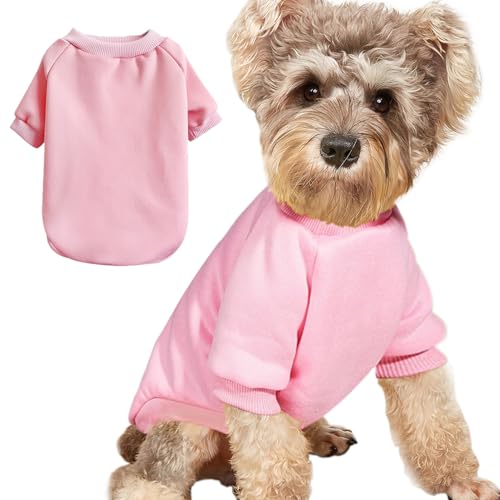 Puppy Sweater for Small Dogs Clothes Warm Winter Cat Clothe Pet Sweatshirt Knitwear Doggie Kitten Clothing, Pink, Large von JOUHOI