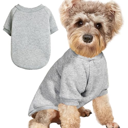 Welpenpullover für kleine Hunde, Kleidung, warm, Winter, Katzenkleidung, Haustier-Sweatshirt, Strickware, Hunde-Kätzchen-Kleidung, Grau, Größe L von JOUHOI