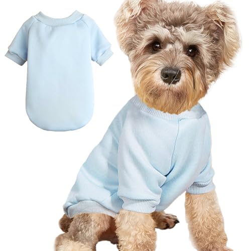 Welpenpullover für kleine Hunde Kleidung Warm Winter Katze Kleidung Haustier Sweatshirt Strickwaren Hund Kätzchen Kleidung, Hellblau, Größe S von JOUHOI