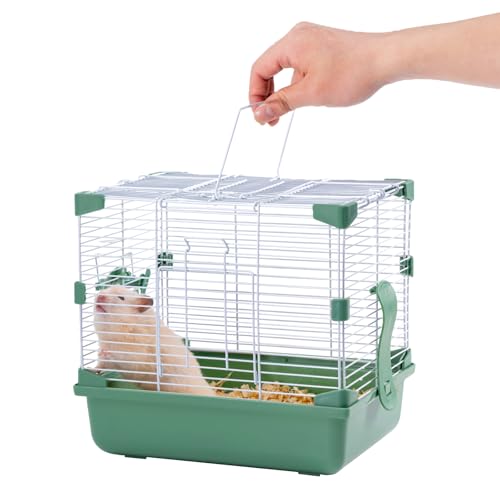 27,9 cm Kleintier-Hamsterkäfig, tragbarer Ausflugsträger, für temporären Käfig, Kurzreise, Picknick, mit Futternapf, Wasserflasche, für kleine bis mittelgroße Hamstertiere, Zwerg-Syrischer Hamster, von JOUSONTY