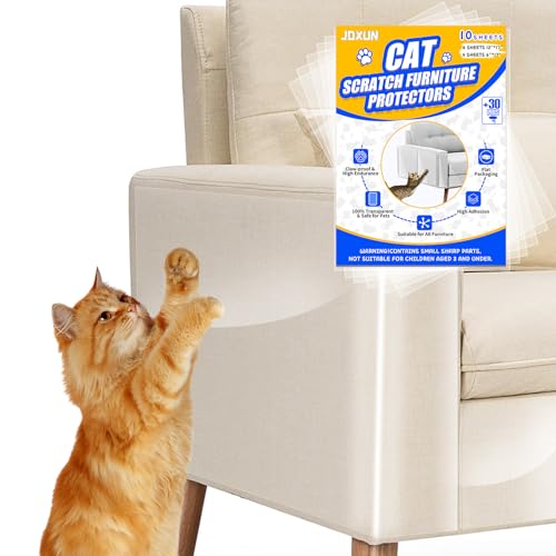 Couchschutz für Katzen, einseitig, Anti-Kratz-Möbelschutz, Katzenmöbelschutz, Katzentraining, Couch, transparent, selbstklebend, Katzenkratzabschreckung, 10 Stück von JOXUN