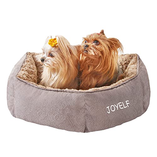 JOYELF Hundebett Waschbares beruhigendes Katzenbett, Anti-Angst-Hundebett & Sofa, süßes Plüschtierbett für Welpen, Kätzchen, kleine Hunde und Katzen - kleines Sechseck von JOYELF