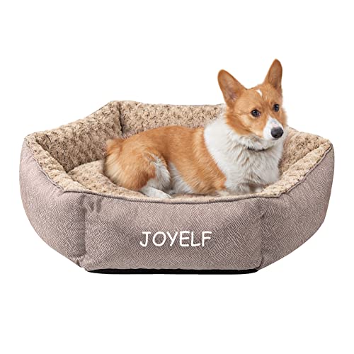 JOYELF Hundebett Waschbares beruhigendes Katzenbett, Anti-Angst-Hundebett & Sofa, süßes Plüschtierbett für Welpen, Kätzchen, kleine bis mittelgroße Hunde und Katzen - mittleres Sechseck von JOYELF