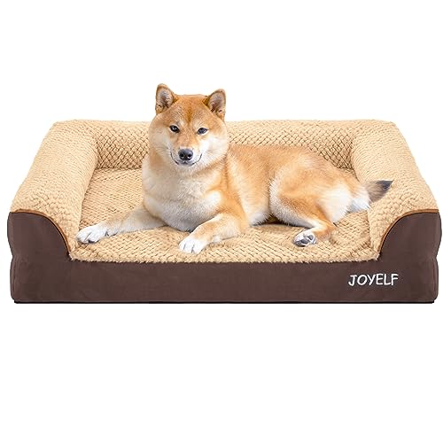 JOYELF Orthopädisches Hundebett für mittelgroße Hunde, U-förmiges Schaumstoffsofa mit abnehmbarem waschbarem Bezug und rutschfestem Boden für kleine bis mittelgroße Hunde - Kaffee von JOYELF