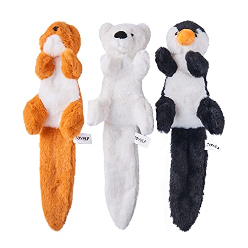 JOYELF Plüsch Quietschendes Hundespielzeug, Interaktives Hundespielzeug ohne Füllung für mittlere und große Hunde mit Quietsch- und Knitterpapier 3er Pack Meerestiere - Pinguin, Eisbär und Otter von JOYELF