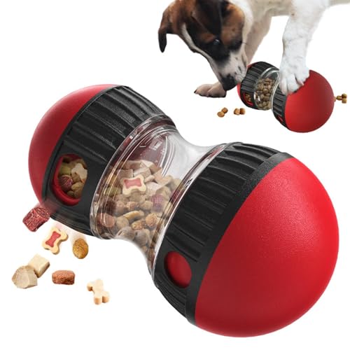 JOYIAL Hundespielzeug Interaktives Hundespielzeug zur Förderung der Intelligenz, Slow Feeder für Hunde zur Verbesserung der Verdauung, Rolling Feeder Hundespielzeug Intelligent Food Ball (Rot) von JOYIAL