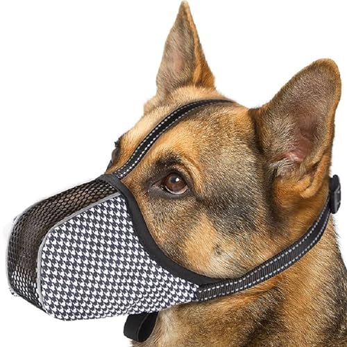 JOYPAWS Maulkorb für große Hunde, um Beißen, Kauen und Bellen zu verhindern, weiches Air-Mesh-Maulkörbe, reflektierend, verstellbar, vollständige Abdeckung, für Fellpflege, Schnitzen, Schwarz, L von JOYPAWS