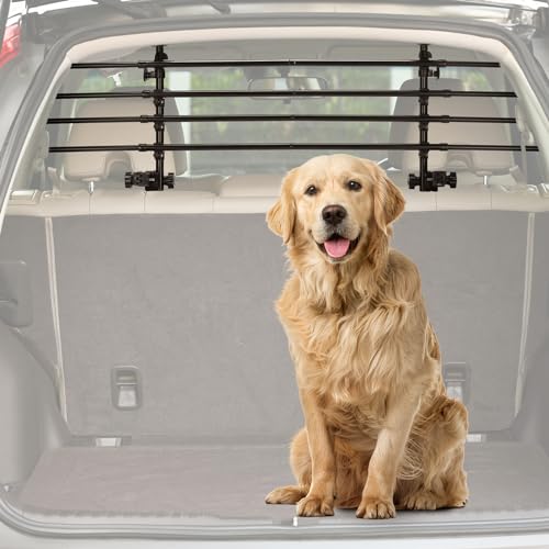 JOYTUTUS Schutzgitter Auto Hundegitter aus Aluminium Hundeschutzgitter Trenngitter Gepäckgitter Universal für Kofferraum 32-53CM * 85-145CM von JOYTUTUS