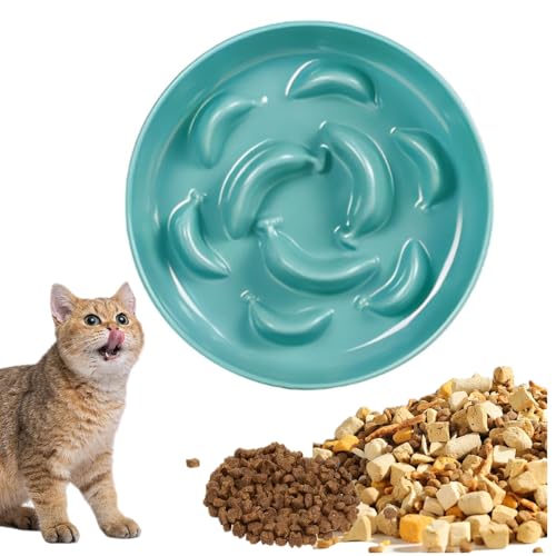 JOZMMZEOOA Anti Schling Napf Katze,Pastellfarben Antischlingnapf 16 * 16 * 3.2 cm Katze Interaktiver Labyrinth Design Katzen Futternapf Weiß Slow Feeder Katze Nassfutter Einfach zu Reinigen (Bleu) von JOZMMZEOOA