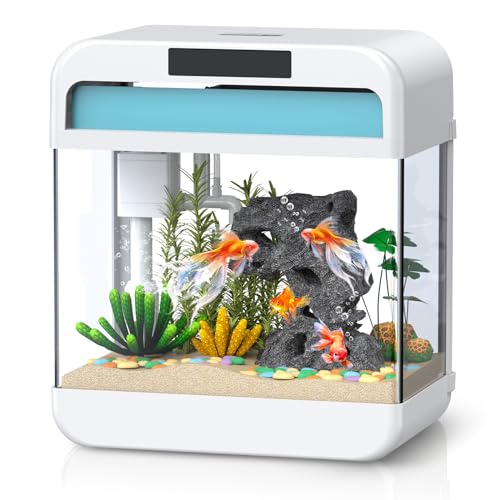 Aquarium-Aquarium mit einstellbarer 3-farbiger Beleuchtung, selbstreinigend, 3-in-1-Pumpe mit Filterung, Sauerstoffversorgung, Wasserzirkulation, Dreifach-Funktion, HD-Schwimmglas, auslaufsicherer, von JPHYLL