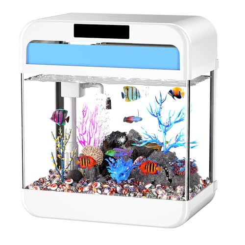 Aquarium-Aquarium mit einstellbarer 3-farbiger Lichtperle, selbstreinigend, 3-in-1-Pumpe mit Filterung, Sauerstoffversorgung, Wasserzirkulation, Dreifach-Funktion, HD-Wärmebiegeglas, auslaufsicherer von JPHYLL