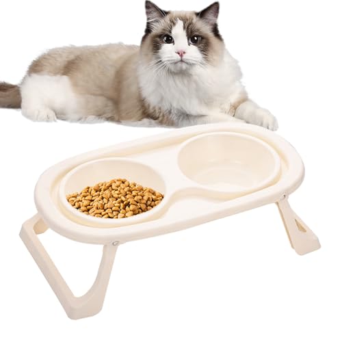 Erhöhte Katzenschüssel, Wasser- und Futternapf für Katzen – Höhe abnehmbar und höhenverstellbar | Futternapf für Haustiere, spritzwassergeschützt von JPSDOWS