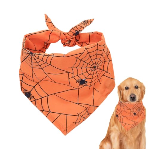 halloween spinnenschal hundeschal halloween hundeschal hundehalstuch kürbis hundehalsband verstellbar dreieck halswickel mit halloween spinnenschädel muster waschbar für von JPSDOWS