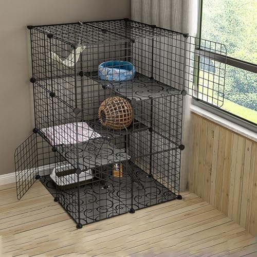 DIY-Katzenkäfig,Haustierkäfige für Katzen,Großer Katzenkäfig mit Aufbewahrungswürfel,einfach zu montieren Balkon-Katzenlaufstall mit Plattformen,für kleine Haustiere, Hamster, Kaninchen(Color:I) von JQGADL