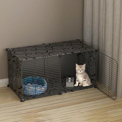 Haustierkäfige für Katzen,DIY-Katzenkäfig,Großer Katzenkäfig mit Aufbewahrungswürfel,einfach zu montieren Balkon-Katzenlaufstall mit Plattformen,für kleine Haustiere, Hamster, Kaninchen(Color:B) von JQGADL