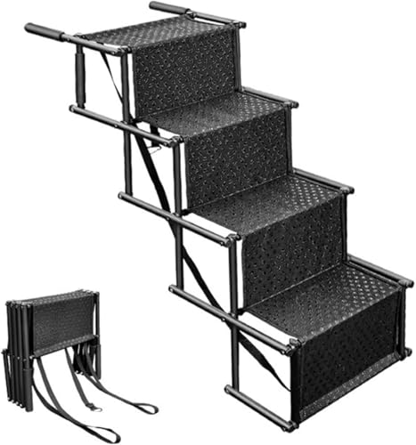 Tragbare Hundetreppe für große Hunde, Haustierleiter, Hundeautotreppe mit Rutschfester Oberfläche für hohe Betten, LKWs, Autos und SUVs, trägt bis zu 200 Pfund von JQQJZLC