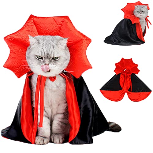 JQTOP Hundeumhang Kostüm - Haustier Kostüme Katze Vampir Umhang, Hund Hexe Kleidung für Kleine Mittlere Hunde Katzen Welpen, Lustiges Hund Cosplay Kleid Zauberer Outfit, Hundemantel Bekleidung für Halloween Party von JQTOP