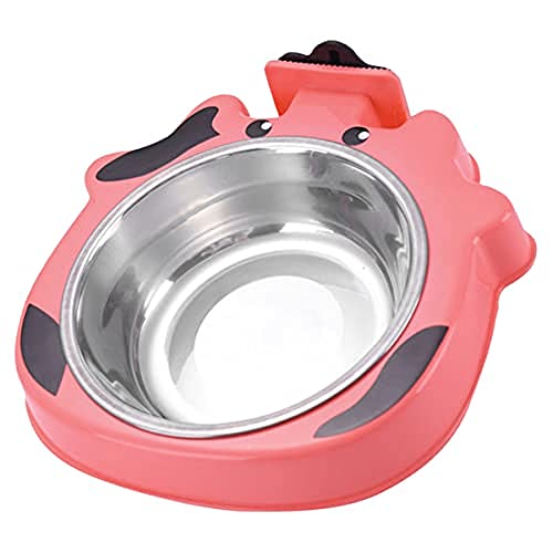 JQTOP Katze Kätzchen Hund Halter Rosa Kaninchen Napf für Stahl Igel Tier Edelstahl Entzückend Abnehmbare Wasser Hängende Zubehör Behälter Lebensmittel Futterbecher Käfig Haushalt Haustier Stall Feeder von JQTOP