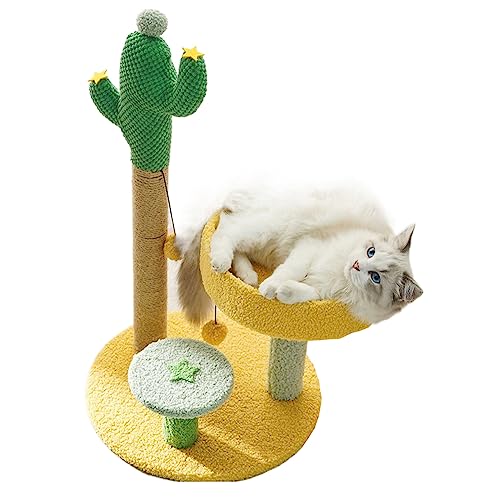 JQTOP Katzenkratzbaum, Kaktus Katzenkratzbaum mit Sisalseil & Mehrere baumelnde Bälle, Katze Interaktives Spielzeug für Katzen Indoor Klettern Spielen, Geschenk für Katzen Kaktus von JQTOP