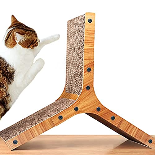 JQTOP Katzenkratzpad, Karton Katzenkratzer mit Katzenspielzeug Ballschiene für Indoor Katzen und Kätzchen, Vertikale Katzenkratzpad Board, stabil und einfach für Katzen zu kratzen, schützen Sie Ihre Möbel von JQTOP