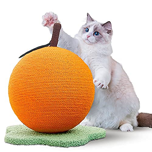 JQTOP Kratzbaum für Katzen und Kätzchen, Orange, Premium-Sisal, niedlicher Kratzbaum für drinnen und draußen, schützen Sie Ihre Möbel mit natürlichen Sisal-Kratzstämmen und Pads von JQTOP