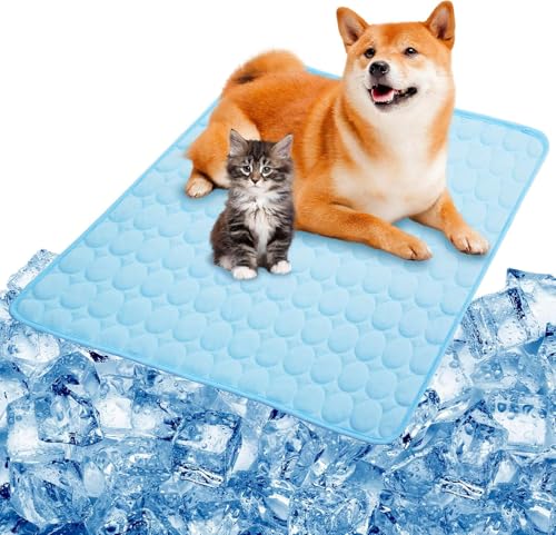 JQTOP Kühlmatte für Hunde, selbstkühlend, waschbar und wiederverwendbar, Haustierunterlage für sofortige Wärmeentlastung im Sommer, ideal für Betten, Käfige und Reisen, Blau, 50 x 40 cm (Blau, L) JQTOP Kühlmatte für Hunde, selbstkühlend, waschbar und wiederverwendbar, Haustierunterlage für sofortige Wärmeentlastung im Sommer, ideal für Betten, Käfige und Reisen, Blau, 50 x 40 cm (Blau, L) von JQTOP