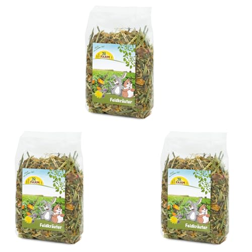 JR FARM Feldkräuter | 3er Pack | 3 x 200 g | Ergänzungsfuttermittel für alle Nager und Zwergkaninchen | Getrocknete Feldkräuter mit aromatischen Getreideflocken und Gemüse von JR Farm