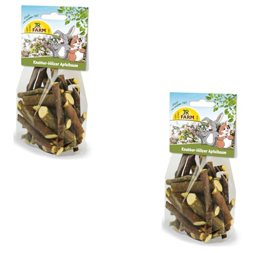 JR FARM Knabber-Hölzer Apfelbaum | Doppelpack | 2 x 100 g | Snack für Zwergkaninchen und Nager | Kann den Zahnabrieb unterstützen | Kann zur sinnvollen Beschäftigung beitragen von JR Farm