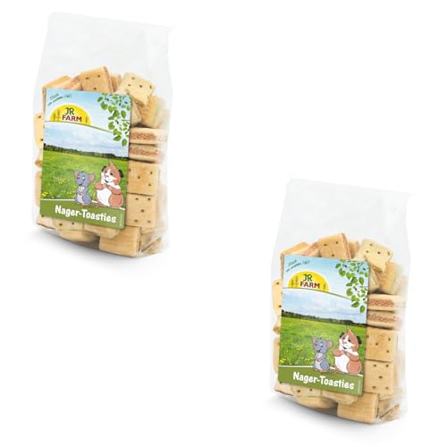 JR FARM Nager-Toasties | Doppelpack | 2 x 200 g | Ergänzungsfuttermittel für Nager und Zwergkaninchen | Kann als knuspriger Belohnungssnack dienen | Schmackhafte Gemüsefüllung von JR Farm