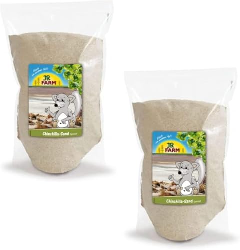 JR FARM Chinchilla-Sand Spezial | Doppelpack | 2 x 1 kg | Sanfter Reinigungs- und Pflegesand für das regelmäßige Sandbad flauschiger Chinchillas | Aus tonhaltigem Sepiolit von JR Farm