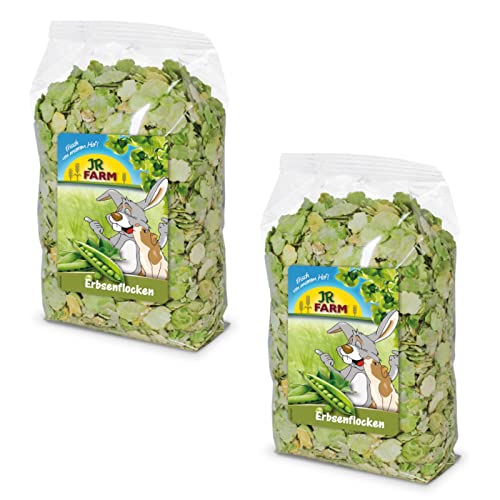 JR FARM Erbsenflocken | Doppelpack | 2 x 200 g | Snack für alle Nager und Zwergkaninchen | Schonend vorgegart und leicht verdaulich | Besonders reich an A und C Vitaminen von JR Farm