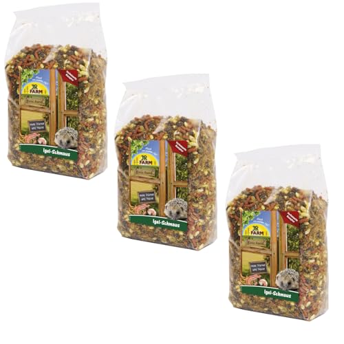 JR FARM Igel-Schmaus | 3er Pack | 3 x 500 g | Energie- und nährstoffreiches Alleinfuttermittel für Igel | Mit über 80 % tierischem Proteinanteil aus Fleisch, Insekten und Fisch von JR Farm