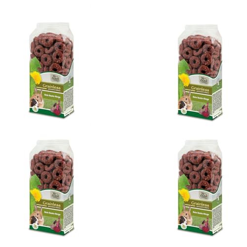 JR Farm rote Beete Ringe | 4er Pack | 4 x 100 g | Ergänzungsfuttermittel für Kaninchen und Nager | Getreidefreie Ringe aus 100% Gemüse | Mit Vitaminen und Mineralstoffen von JR Farm