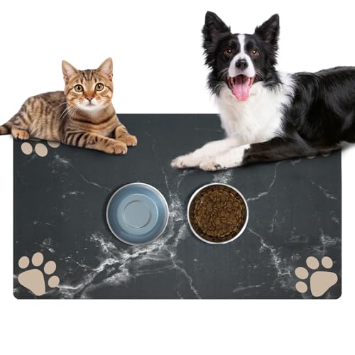 JREWE LIOUS Futtermatte für Haustiere, saugfähiges Tischset für Futter- und Wassernapf, wasserdichte Gummi-Rückseite, schnell trocknende Matte für Hund und Katze, keine Flecken, Haustierbedarf für von JREWE LIOUS