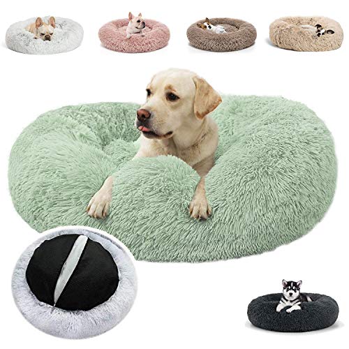 JRUI Hundebett Orthopädisch für Mittelgroße Hunde, Waschbar Katzenbett Hundekissen, Rund Plüsch Hundesofa Hundekörbchen Katzenkissen Flauschig- Hellgrün Ø 120 cm von JRUI