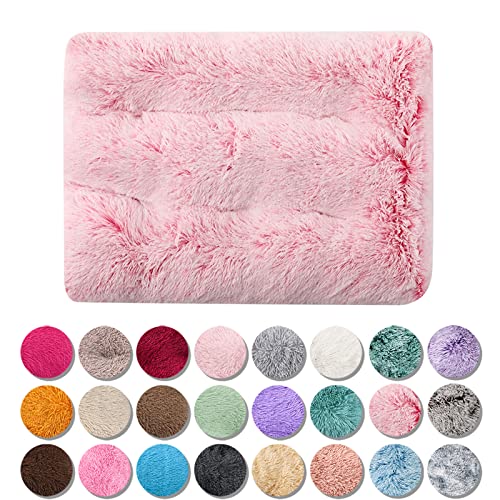 JRUI Hundekissen Flauschig, Langer Plüsch Hundebett Maschinenwaschbar, Super Warme Hundematte, Hundekorb Anti-Rutsch, Hundebetten für Grosse und Mittelgroße Hunde, Farbverlauf rosa M-65X66cm von JRUI