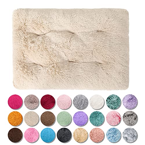 JRUI Hundekissen Grosse Hunde Flauschig, Super Warme Hundebett Maschinenwaschbar L 80X55cm für große, mittelgroße Hunde, Super Weiches Hundematte, Hundekorb Anti-Rutsch, Beige von JRUI