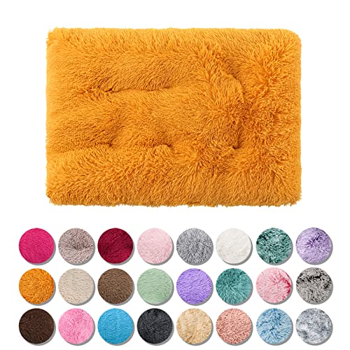 JRUI Hundekissen Grosse Hunde Flauschig, Super Warme Hundebett Maschinenwaschbar L 80X55cm für große, mittelgroße Hunde, Super Weiches Hundematte, Hundekorb Anti-Rutsch, Gelb von JRUI