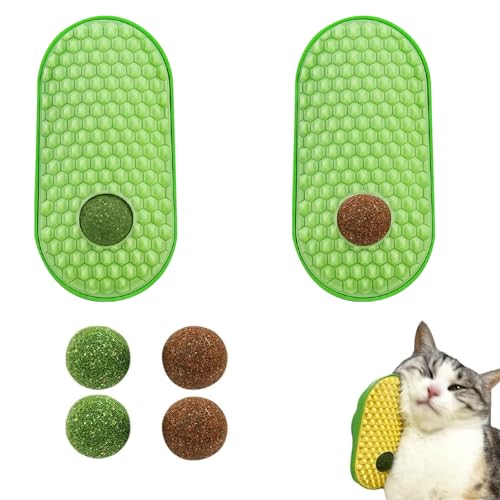 JRYGAC 2 Stück Katzenspielzeug SelbstbeschäFtigung, Katzenminze Ball, Katzenspielzeug, Catnip Ball, Katzenminze Spielzeug, Katzen-Selbstpflege-Wandkratzer für Massagen, Pflege, Kitzeln (Grün) von JRYGAC