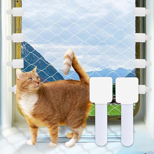 JRYGAC 60 Stück Klebehaken Outdoor Adhesive Hooks, Katzennetz für Balkon Fensterschutz, Kleben Statt Bohren, Selbstklebende Haken, Haken Ohne Bohren Geeignet für Katzennetz Balkon (Ohne Katze Netz) von JRYGAC