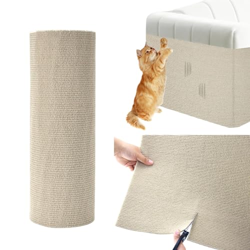 JRYGAC Khakifarbene Kratzmatte Katze, Kratzmatte Selbstklebend, Katzen Kratzmatte, Katzen Kratzbrett, Widerstandsfähig Katzenmöbel, für Möbel Couch Tür Wand Kratzabwehr (30 × 30 × 0,4 cm) von JRYGAC